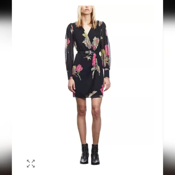 The Kooples Black Floral Mini Dress - Picture 2 of 4
